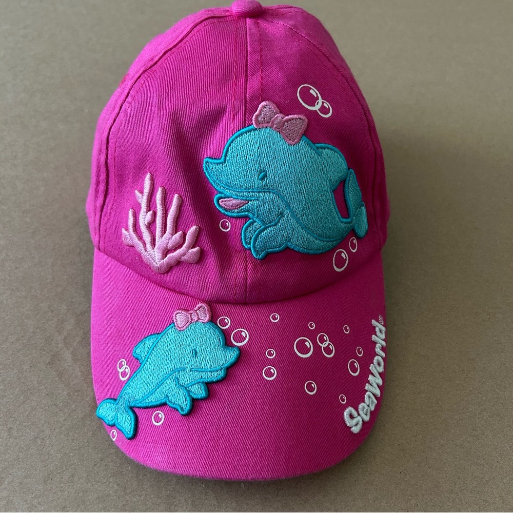SeaWorld Parks Pink Hat Cap Yout Girl Size Dolphin Theme Aquarium Embroidered
